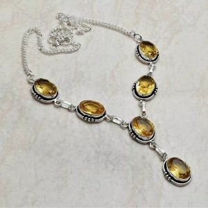 New simulated citrine sterling silver necklace